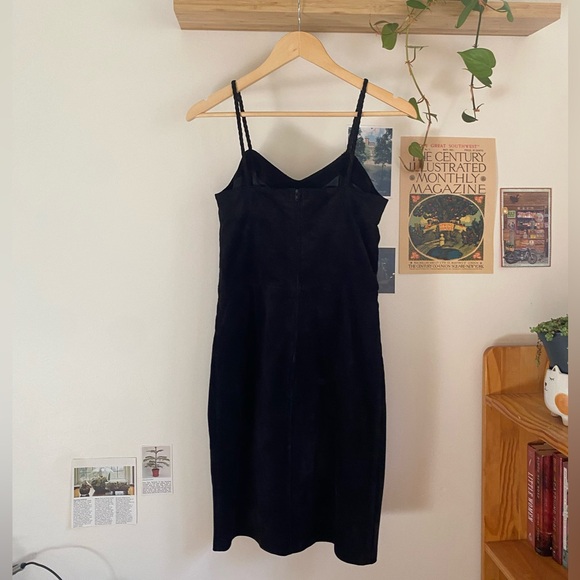 Vintage Genuine Leather Suede Mini Dress in Black - Picture 3 of 9